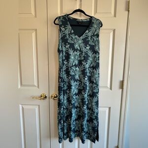 J. Jill Botanical Print Long Dress - Teal.